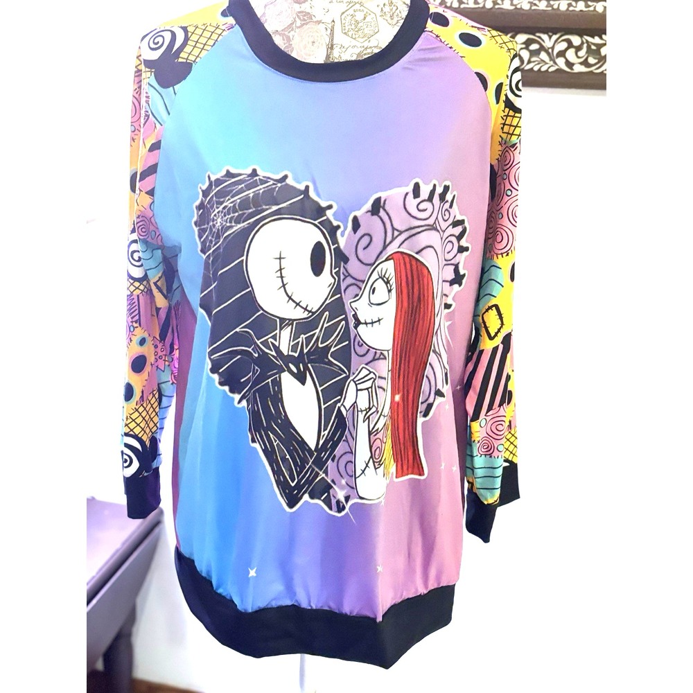 Handmade Nightmare Before Christmas Vintage 90s XL Shirt Multi Jack Sally